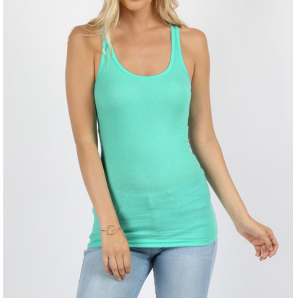 Coral Basic Ribbed Tank - Picture 5 of 7